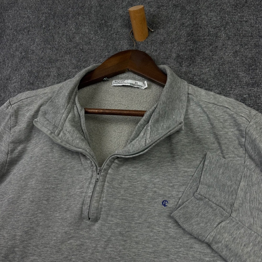 Criquet Quarter Zip Pullover Mens XL Gray Cotton French Terry Austin Texas Logo
